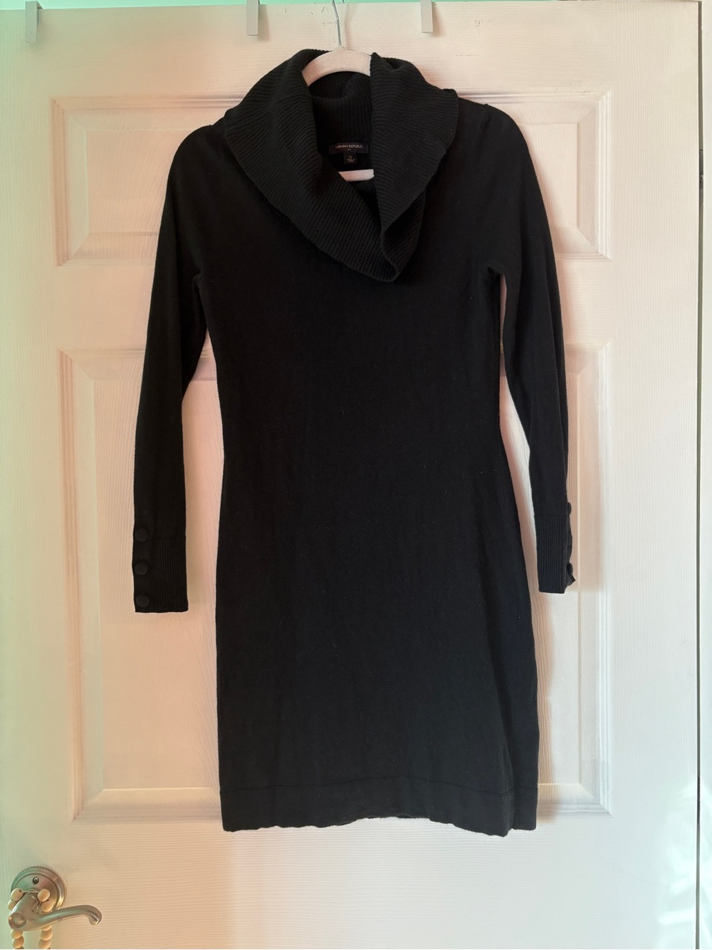 Banana Republic Black Cowl Neck Long Sleeve Sweater Dress